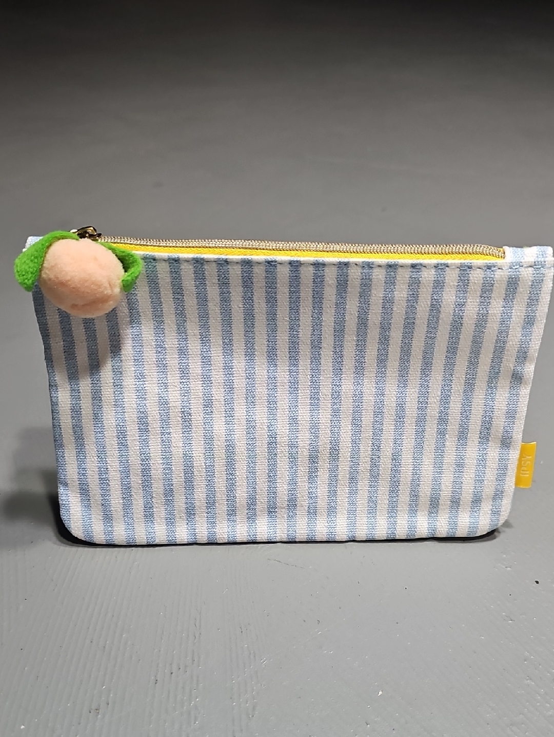 Ipsy Glam Bag April 2024 Canvas Stripe Blue White Cosmetics Bag